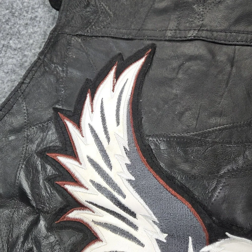 Ashburn Vest Mens 2XL Black Leather Eagle Patch Biker Patriotic USA Motorcycle